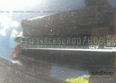 2020 Toyota Corolla Se z USA, uszkodzony, nr VIN 5YFS4RCE5LP007609